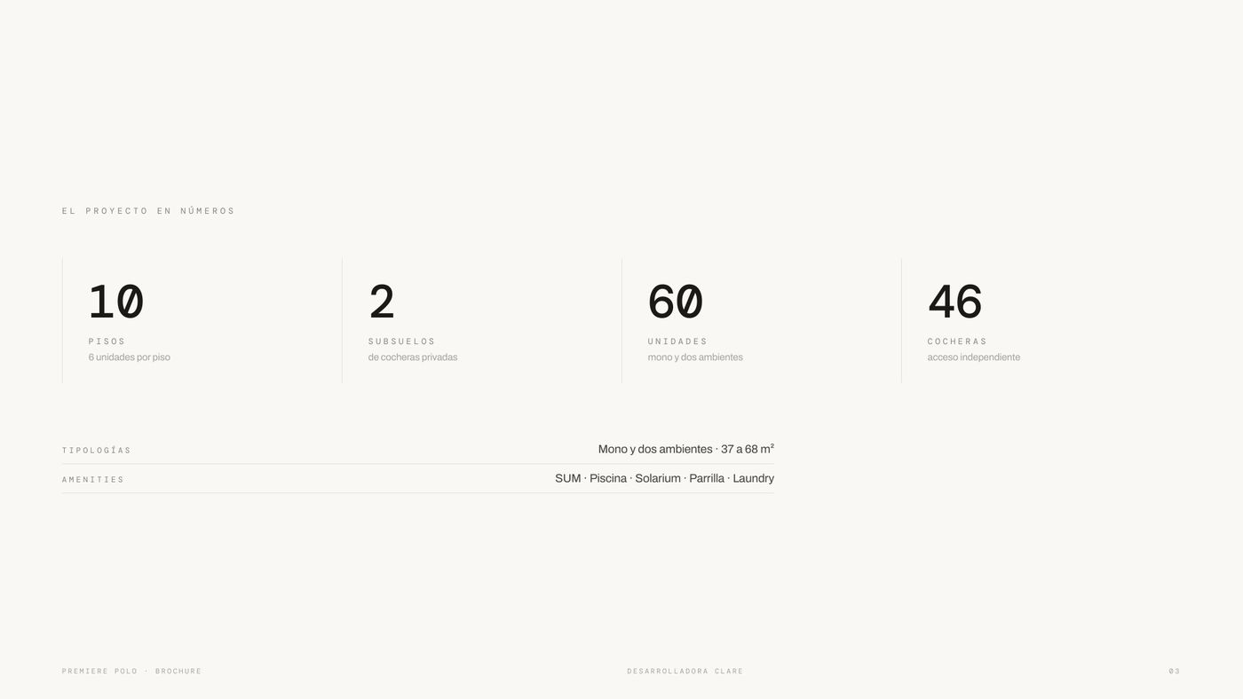 Brochure de Polo — el proyecto en números