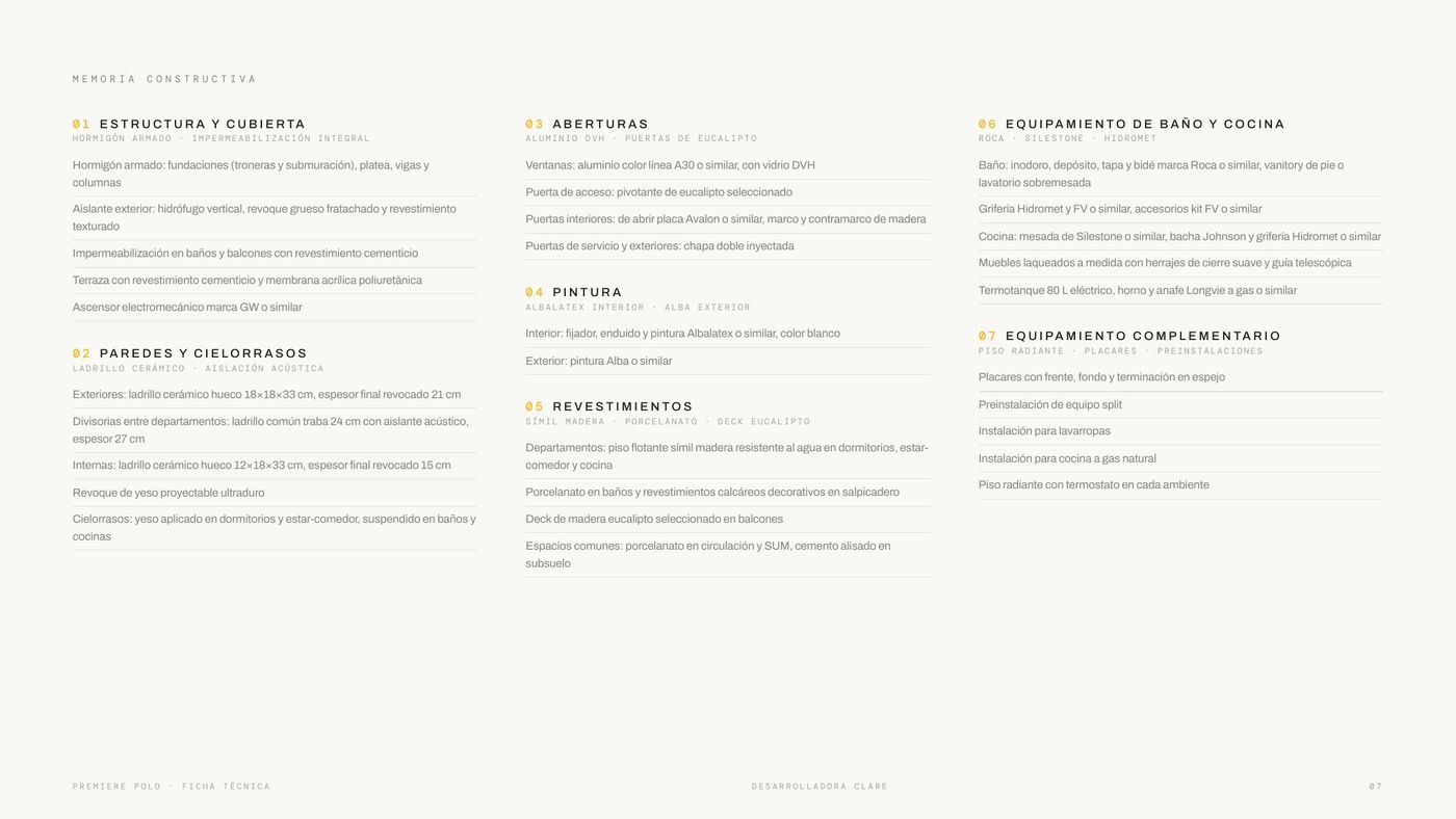 Ficha técnica de Polo — memoria constructiva