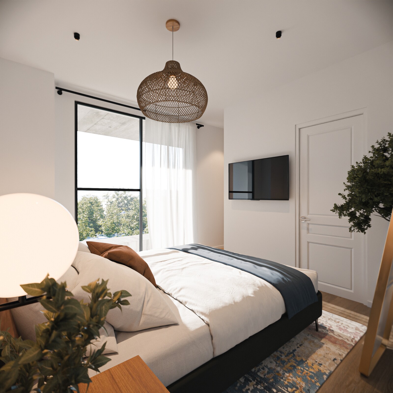 Dormitorio de un departamento de Emilia IV