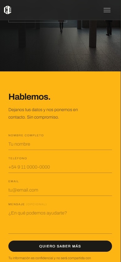 Página de Polo en el celular — formulario de contacto